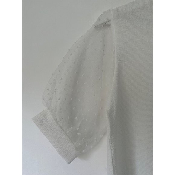 Quiz Cream Crepe Mesh Blouse Size 10 - Picture 2 of 4